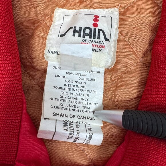 Vintage Shain Canada Satin 90s Varsity Red Jacket Carling Okeefe Men's Size L - Picture 10 of 11